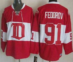 Detroit Red Wings #91 Sergei Fedorov Red Winter Classic CCM Throwback Stitched NHL Jersey