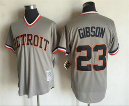 Detroit Tigers #23 Kirk Gibson Grey Throwback Authentic Stitched MLB Jersey