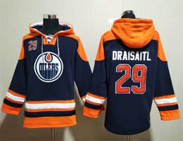 Edmonton Oilers #29 Leon Draisaitl Blue All Stitched Hooded Sweatshirt