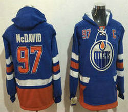 Edmonton Oilers #97 Connor McDavid Blue Authentic Stitched NHL Hoodies