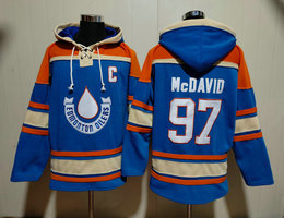 Edmonton Oilers #97 Connor McDavid Blue NHL Stitched Hoodies