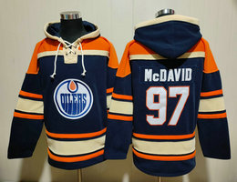Edmonton Oilers #97 Connor McDavid Navy NHL Stitched Hoodies