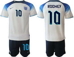England #10 ROONEY Home 2022 World Cup National Soccer Jerseys