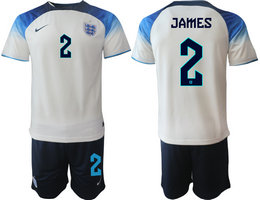 England #2 JAMES Home 2022 World Cup National Soccer JerseyS