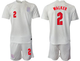 England #2 WALKER Home 2022 World Cup National Soccer Jersey