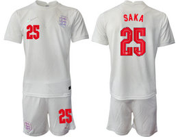 England #25 SAKA Home 2022 World Cup National Soccer Jersey