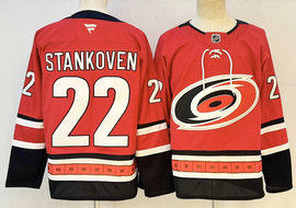 Fanatics Carolina Hurricanes #22 Logan Stankoven Red Stitched Hockey Jersey