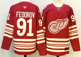 Fanatics Detroit Red Wings #91 Sergei Fedorov Red 2025 Authentic Stitched NHL Jersey