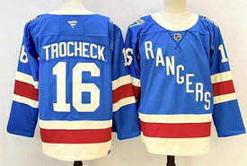 Fanatics New York Rangers #16 Vincent Trocheck Blue 100th Stitched Jersey