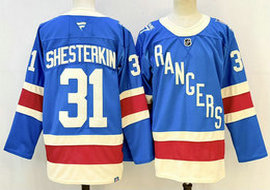 Fanatics New York Rangers #31 Igor Shesterkin Blue 100th Rangers patch Jersey
