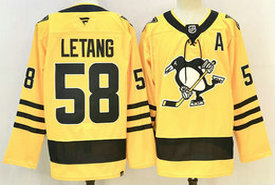 Fanatics Pittsburgh Penguins #58 Kris Letang Gold Authentic Stitched NHL jersey
