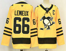 Fanatics Pittsburgh Penguins #66 Mario Lemieux Gold Authentic Stitched NHL Jersey