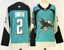 Fanatics San Jose Sharks #2 Will Smith Teal Authentic Stitched NHL Jersey