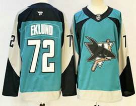Fanatics San Jose Sharks #72 William Eklund Teal Authentic Stitched NHL Jersey