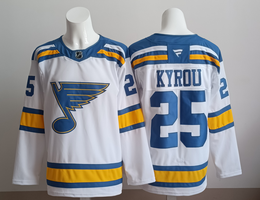 Fanatics St. Louis Blues #25 Jordan Kyrou White Authentic Stitched NHL Jersey