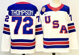 Nike USA ＃72 Tage Thompson White 2026 Stitched Jersey