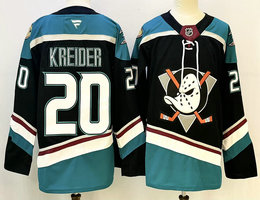 Fanatics Anaheim Ducks #20 Chris Kreider Black Teal Authentic Stitched NHL jersey