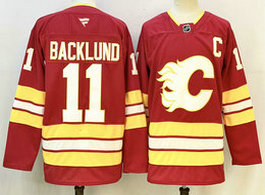 Fanatics Calgary Flames #11 Mikael Backlund Red 100th Authentic Stitched NHL jersey