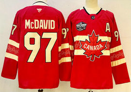Fanatics Canada #97 Connor McDavid Red 2025 4 Nations Face-Off Premium Stitched Jersey