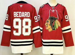 Fanatics Chicago Blackhawks #98 Connor Bedard Red 100th Authentic Stitched NHL jersey