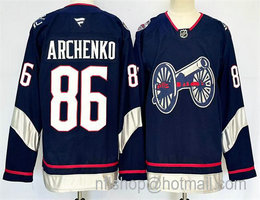 Fanatics Columbus Blue Jackets #86 Kirill Marchenko Navy 2024-25 With C Patch Stitched Hockey Jersey