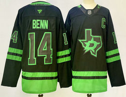 Fanatics Dallas Stars #14 Jamie Benn Black City C patch Authentic Stitched NHL Jersey