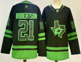 Fanatics Dallas Stars #21 Jason Robertson Black City C patch Authentic Stitched NHL Jersey