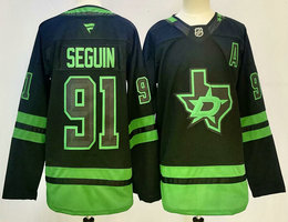 Fanatics Dallas Stars #91 Tyler Seguin Black City C patch Authentic Stitched NHL Jersey
