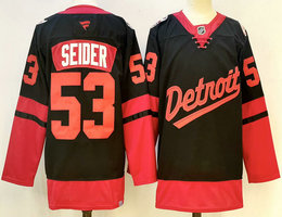 Fanatics Detroit Red Wings #53 Moritz Seider Black 2024-2025 Stadium Series Jersey