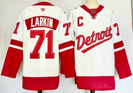 Fanatics Detroit Red Wings #71 Dylan Larkin White Red 2024-25 Stitched Jersey