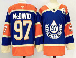 Fanatics Edmonton Oilers #97 Connor McDavid Blue 2024 Winter Classic NHL Jersey