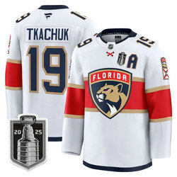 Fanatics Florida Panthers #19 Matthew Tkachuk White 2025 Stanley Cup Final patch jersey