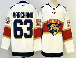 Fever Florida Panthers #63 Brad Marchand White Authentic Stitched NHL jersey