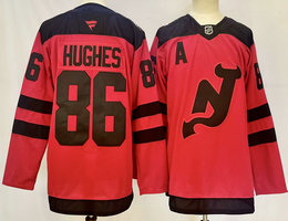 Fanatics New Jersey Devils #86 Jack Hughes Red Stadium Series Authentic Stitched NHL jersey