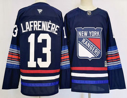 Fanatics New York Rangers #13 Alexis Lafreniere 2024 Dark Blue Authentic Stitched NHL Jersey