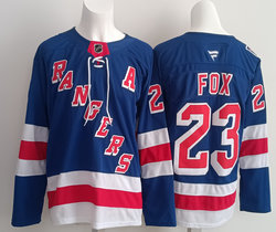Fanatics New York Rangers #23 Adam Fox Blue With 100th anniversary patch Jersey