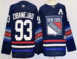 Fever New York Rangers #93 Mika Zibanejad 2024 Dark Blue Authentic Stitched NHL Jersey