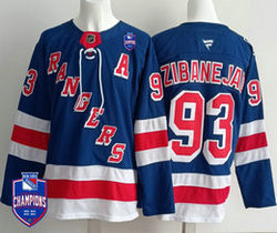 Fanatics New York Rangers #93 Mika Zibanejad Blue Champion (1920,1933,1940,1994)Jersey