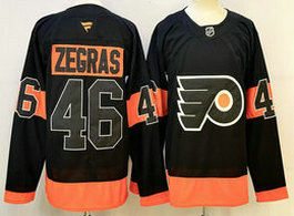 Fanatics Philadelphia Flyers #46 Trevor Zegras Black Authentic Stitched NHL Jersey