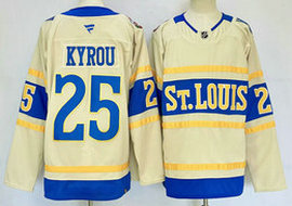 Fanatics St. Louis Blues #25 Jordan Kyrou Cream 2025 Winter Classic Authentic Stitched NHL Jersey