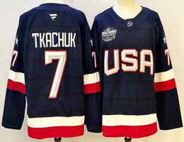 Fanatics USA #7 Brady Tkachuk Navy 2025 4 Nations Face-Off Stitched Jersey
