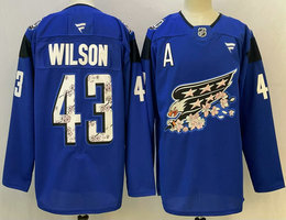 Fanatics Washington Capitals #43 Tom Wilson Blue Tokyo 50th anniversary Stitched NHL jersey