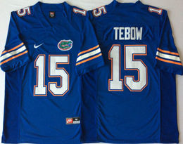 Florida Gators #15 Tim Tebow Blue Authentic Stitched NCAA Jersey