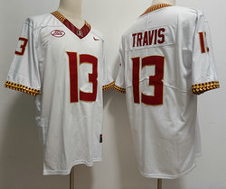 Florida State Seminoles #13 Jordan Travis White Stitched NCAA College Football Jersey