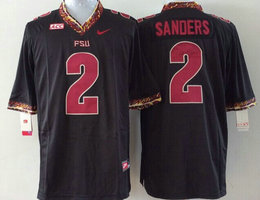 Florida State Seminoles #2 Deion Sanders Black Red Number College Stitched NCAA Jersey