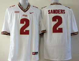 Florida State Seminoles #2 Deion Sanders White College Stitched NCAA Jersey