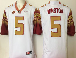 Florida State Seminoles #5 Jameis Winston White College Stitched NCAA Jersey