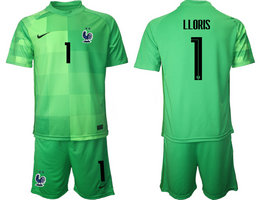 France #1 LLORIS Green 2022 World Cup National Soccer Jersey
