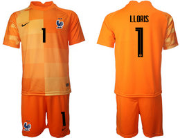 France #1 LLORIS Orange red goalkeeper 2022 World Cup National Soccer Jersey