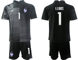 France #1 LLORIS black goalkeeper 2022 World Cup National Soccer Jersey